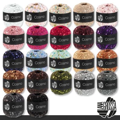 Lana Grossa 5 x 100 g Cosmo Pailettengarn Beilaufgarn Glitzergarn Effektgarn Stricken