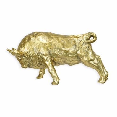 Casa Padrino Luxus Deko Bronze Skulptur Stier Gold 44,4 cm - Bronze Figur