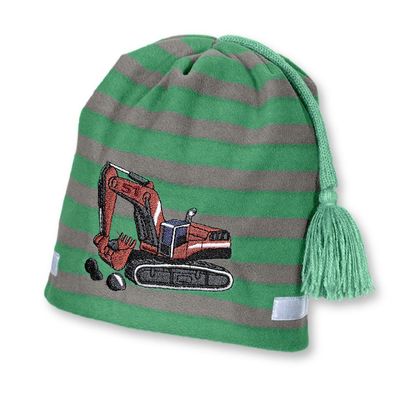 Mütze Gr. 49 (12-18 Monate) oder 45 (6-9 Monate) Raupenbagger