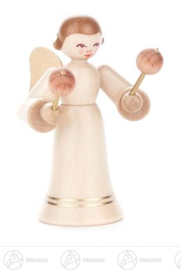 Engel mit Rumbakugeln, langer Rock, natur H=ca 6cm NEU Weihnachtsfigur Holzfigur