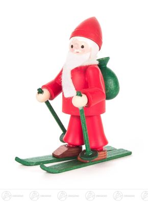 Weihnachtliche Miniatur Ruprecht auf Ski farbig H=ca 6 cm NEU Erzgebirge