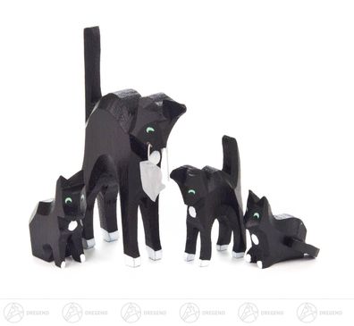 Reifentier Katzen (4) H=ca 6 cm NEU Erzgebirge Reifenvieh Holztier