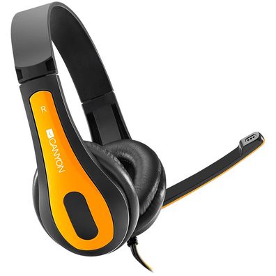 CANYON PC-Headset HSC-1 PC Mic Flat 2m Schwarz Gelb