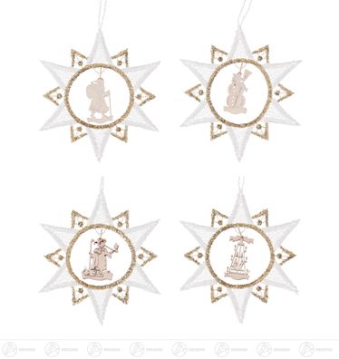 Baumschmuck Behang Weihnachtsmotive in Plauener Spitze, Satz 2 H=ca 8,5cmx9,5 cm