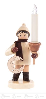 Weihnachtliche Miniatur Lampionkind Junge mit Mond, inklusive LUMIX LED-Kerze