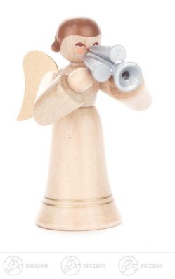 Engel mit Schalmei, langer Rock, natur H=ca 6 cm NEU Weihnachtsfigur Holzfigur