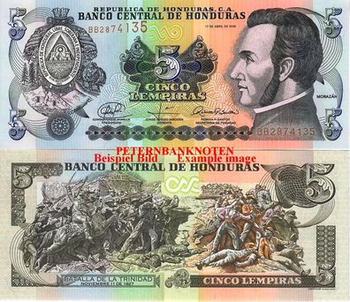 Honduras 5 Lempira 2008 Unc. P. 91 #670#