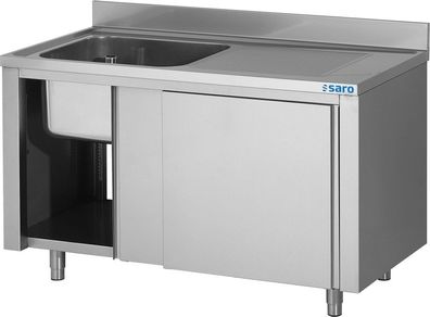 Saro Spülschrank mit Becken 1200x700x850mm Türen und Aufkantung aus Edelstahl