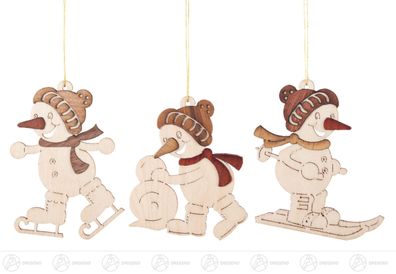 Behang Schneemänner Wintersportler II (6) Höhe =7cm NEU Erzgebirge Strauchbehang