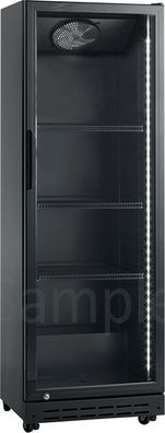 Gastro Kühlschrank mit 1 Glastür - 214 Liter, Umluftkühlung, schwarz