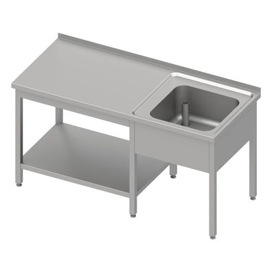 Stalgast Cheftisch mit Grundboden unter der Arbeitsfläche, mit einem Becken rechts