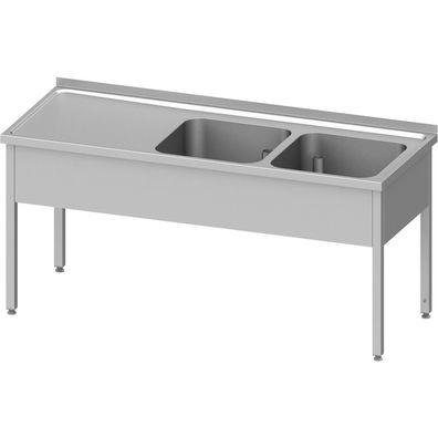 Stalgast Spültisch ohne Grundboden 1200x700x850 mm, mit zwei Becken rechts, mit