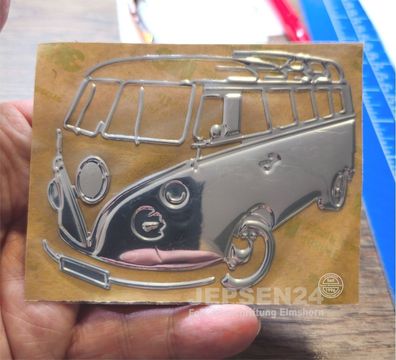 Bus Kult Aufkleber in Chrom 3D Kunstoff 9x7cm auf Übertragungsfolie