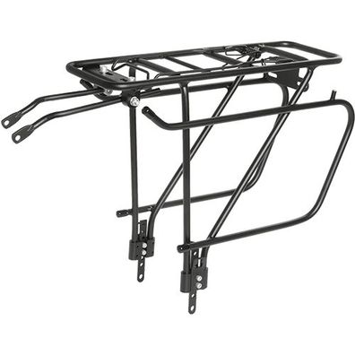 Gepäckträger Traveller High, schwarz, Aluminium, verstellbar 24-29", Messingschlag