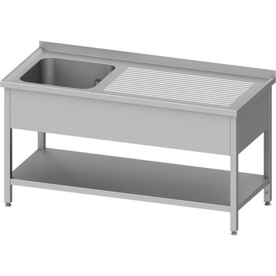Stalgast Spültisch mit Grundboden, 1500x600x850 mm, mit einem Becken links, mit