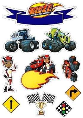 Blaze Monster Truck Essbar Tortenaufleger Torte Geburstag Zuckermasse + NAME