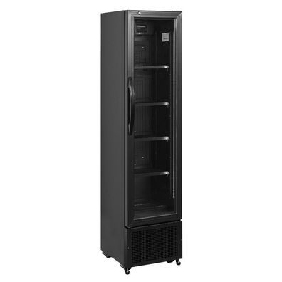 Schmaler Flaschenkühlschrank mit 1 Glastür - schwarz, 182 Liter, Umluft