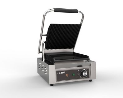 Saro Kontaktgrill PG 1 GG – Gusseisenplatte, oben gerillt und unten glatt, 1,8 kW