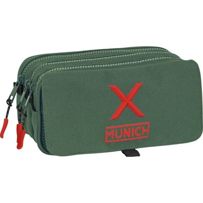 Dreifaches Mehrzweck-Etui Munich Verde grün (21,5 x 10 x 8 cm)