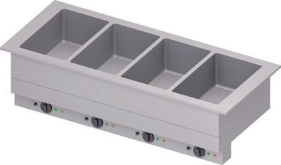 Stalgast Bain-Marie Drop-In 4x GN11 Einzelbecken 1480x620x390 mm, Edelstahlabdeckung