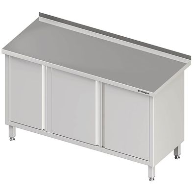 Stalgast Arbeitsschrank mit Flügeltüren, 1500x700x850 mm, mit Aufkantung, verschweißt