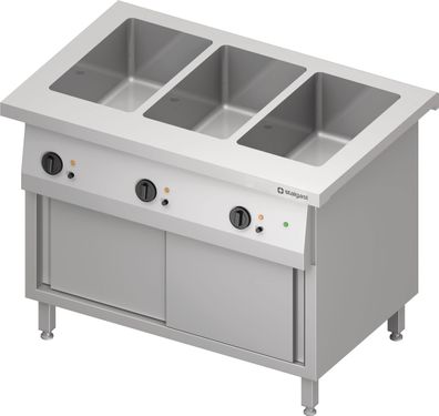 Stalgast Bain-Marie-Station Free Flow 3x GN11-Becken, mit Schiebetüren, 1132x750x8