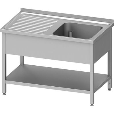 Stalgast Spültisch mit Grundboden 1300x600x850 mm, mit einem Becken rechts, mit