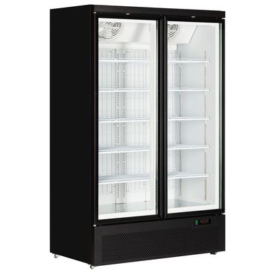 ESTA Tiefkühlschrank mit Glastüren - 1006 L, schwarz, LED-Beleuchtung, Umluft