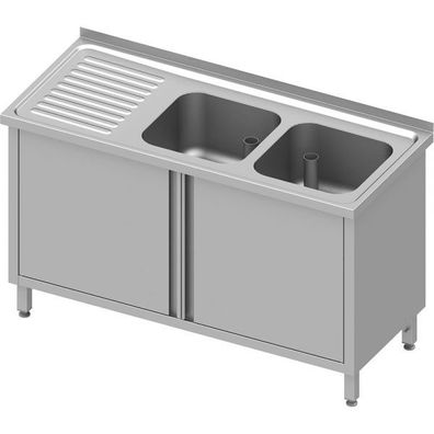 Stalgast Spülschrank mit Flügeltüren, 1800x700x850 mm, mit zwei Becken rechts,