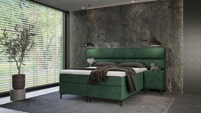 Best For Home Boxspringbett Tito mit 7-Zonen-Bonellfederkern, Topper & 2 Nachttischen