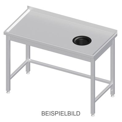 Gastronomie Stalgast Arbeitstisch ohne Grundboden, 1200x600x850 mm, mit Abfallloch