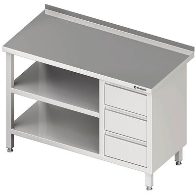 Gastronomie Stalgast Arbeitstisch mit Grund- und Zwischenboden, 1300x700x850 mm,