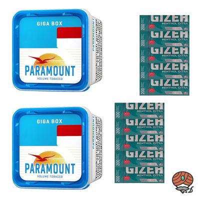 Paramount Blue Volumentabak Giga Box 2x 230g, 2000 Gizeh Ment. Extra Hülsen