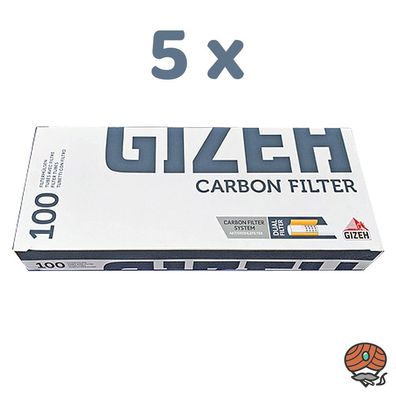 500 ( 5 x 100) GIZEH Carbon Zigarettenhülsen / Filterhülsen Aktivkohle