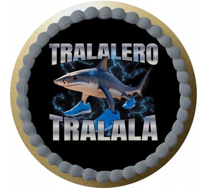 Brainrot Tralalero Tralala Essbar Zuckermasse Tortenbild Tortenaufleger + 4 Muffin