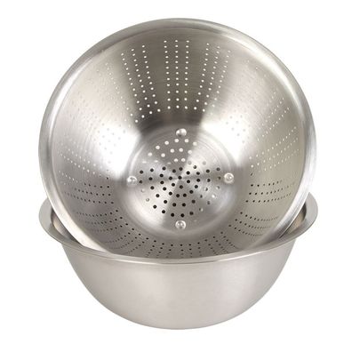 Edelstahl-Schüssel mit Sieb 2er-Set 22cm Rührschüssel Durchschlag Küchensieb