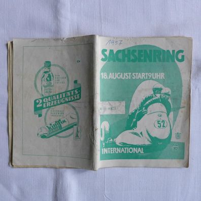 DDR Oldtimer ADMV Rennsport Programmheft Sachsenring 1957