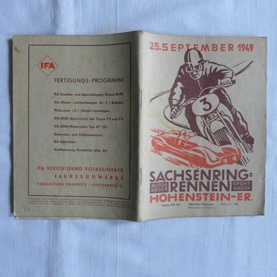DDR Oldtimer ADMV Rennsport Programmheft Sachsenring 1949