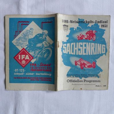 DDR Oldtimer ADMV Rennsport Programmheft Sachsenring 1951 Prospekt