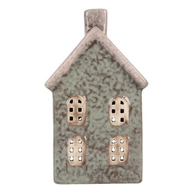 Clayre & Eef Teelichthalter Haus 8x7x14 cm Grün Keramik (Gr. 8x7x14 cm)