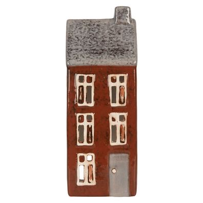 Clayre & Eef Teelichthalter Haus 10x7x26 cm Braun Keramik (Gr. 10x7x26 cm)