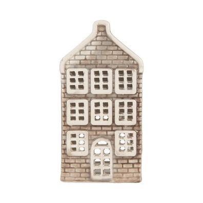 Clayre & Eef Teelichthalter Haus 7x7x14 cm Grau Keramik (Gr. 7x7x14 cm)