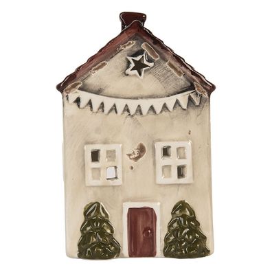 Clayre & Eef Teelichthalter Haus 10x8x15 cm Beige Keramik (Gr. 10x8x15 cm)