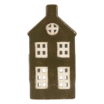 Clayre & Eef Teelichthalter Haus 8x6x16 cm Grün Keramik (Gr. 8x6x16 cm)
