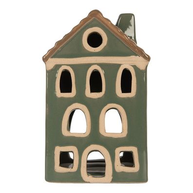 Clayre & Eef Teelichthalter Haus 9x8x15 cm Grün Keramik (Gr. 9x8x15 cm)