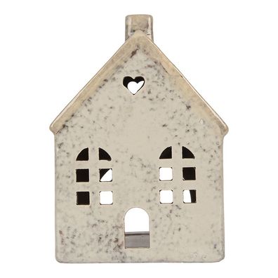 Clayre & Eef Teelichthalter Haus 11x7x16 cm Grau Keramik (Gr. 11x7x16 cm)
