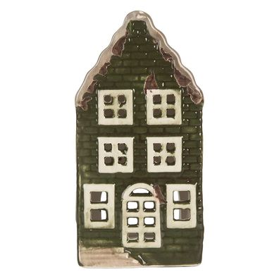 Clayre & Eef Teelichthalter Haus 7x7x14 cm Grün Keramik (Gr. 7x7x14 cm)