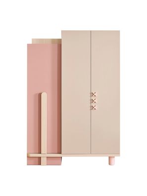 Kleiderschrank Rosie 3-Türig in Rosa/Beige