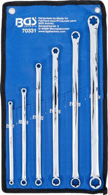 Doppel-Ringschlüssel-Satz mit E-Profil-Ringköpfen | extra lang | SW E6 x E7 - E22