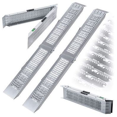 KADAX Klappbare Auffahrrampe, 188 x 23 cm, Stahl, 2 Stück